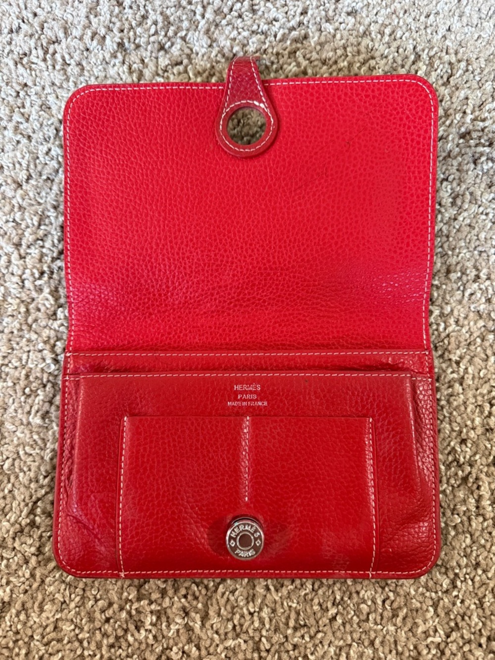 Hermes Dogon Duo Red Leather Wallet Set with Coin Pouch - Picture 5 of 8